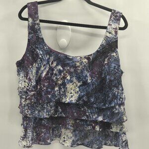 Women's Alex's Evenings Sleeveless Purple Watercolor Vintage Layered Blouse 2x